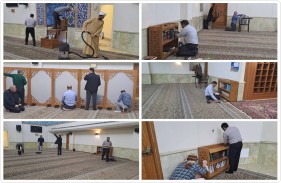 مراسم غبارروبی مسجد پارک فناوری پردیس در آستانه فرا رسیدن ماه مبارک رمضان